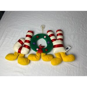 Vintage‎ Plush JOY Christmas Decoration Wall Hanging Festive Holiday Decor